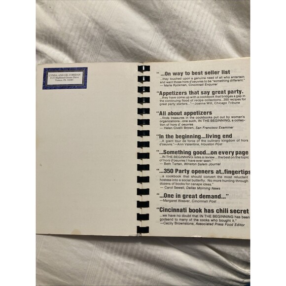 1977 In the Beginning a collection of hors d'oeuvres Cookbook Spiral Vintage - Picture 3 of 12